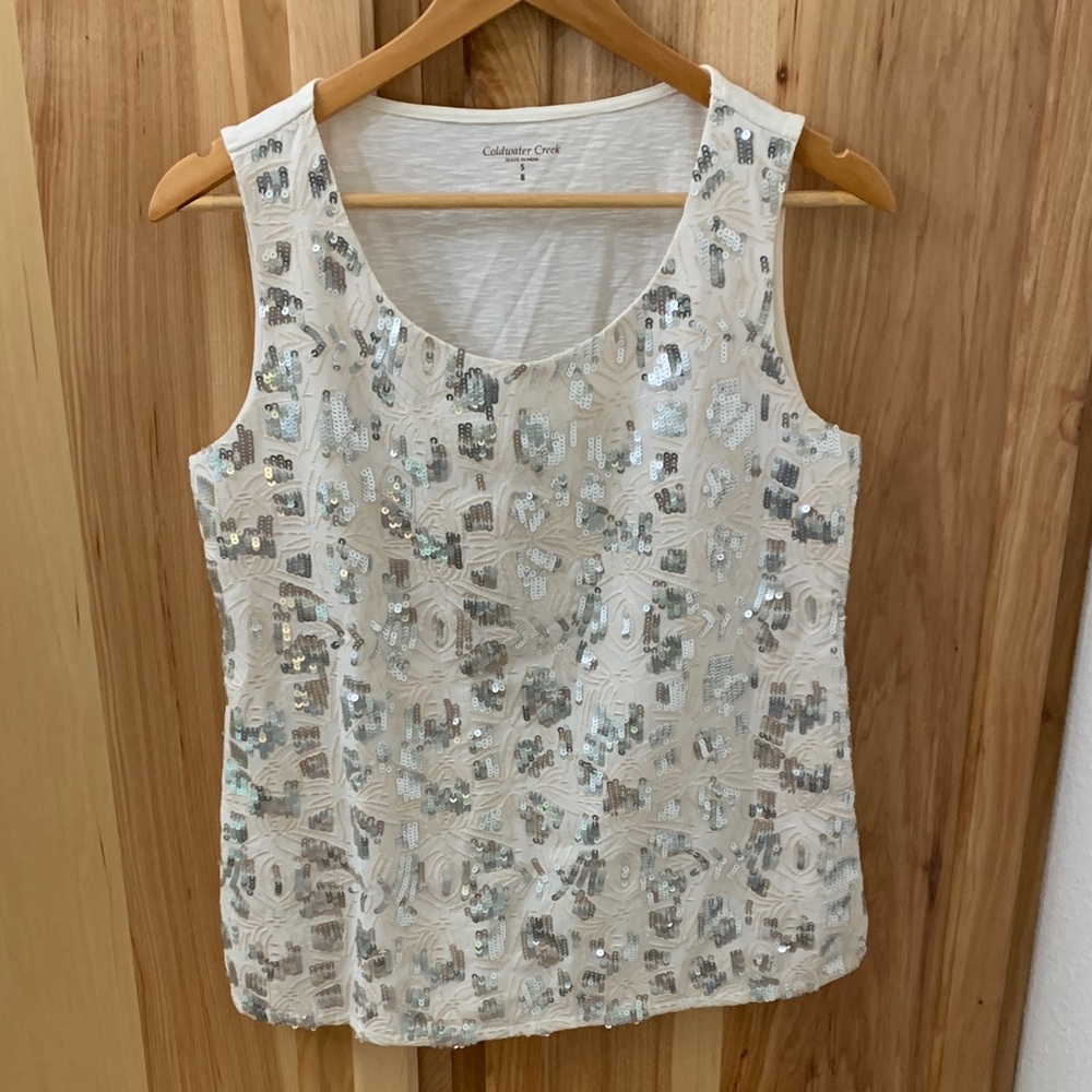 Coldwater Creek White Sequin Tank Top